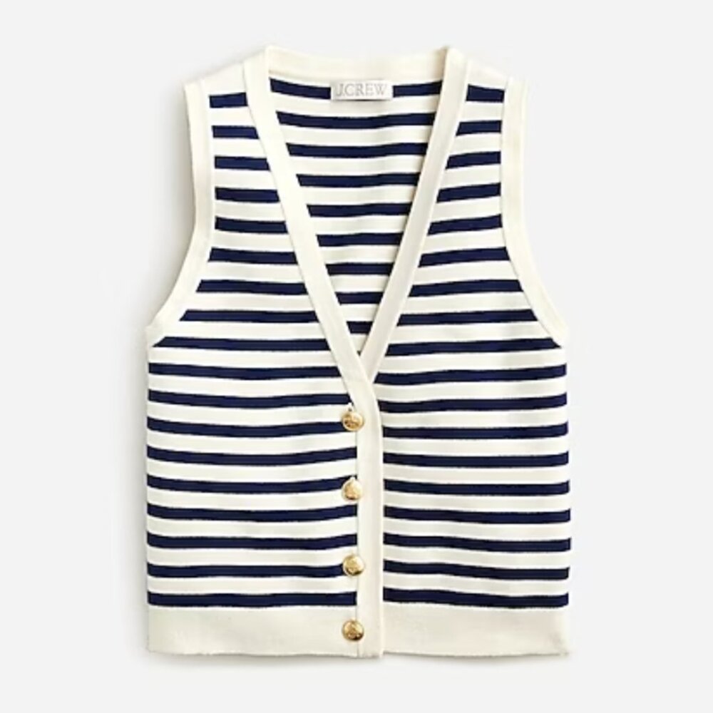 J. Crew Emilie Sweater Vest in Natural Navy Stripe